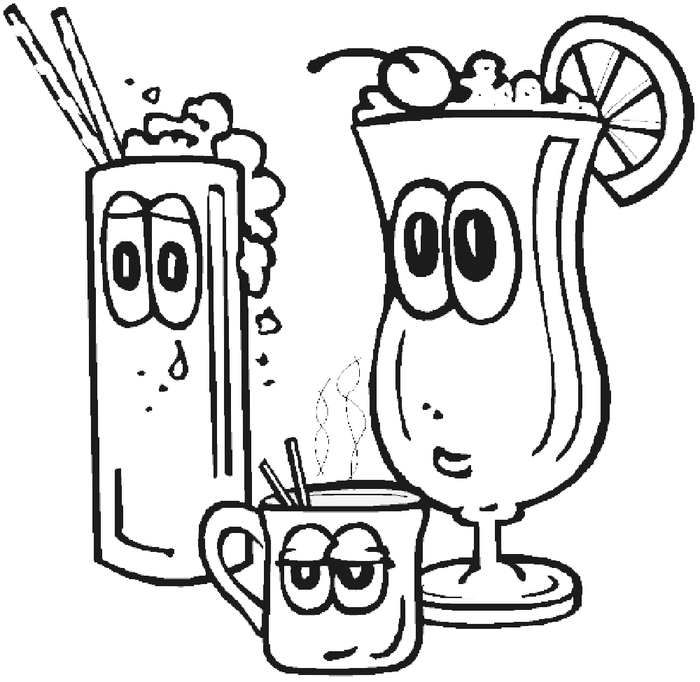 Nature And Food Types Coloring Pages: Drinks Coloring Sheets For Kids