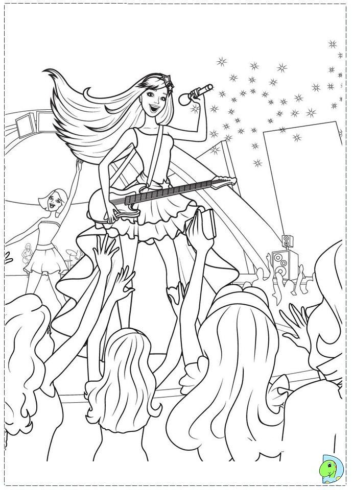 Barbie- The princess and the Popstar Coloring page- DinoKids.org