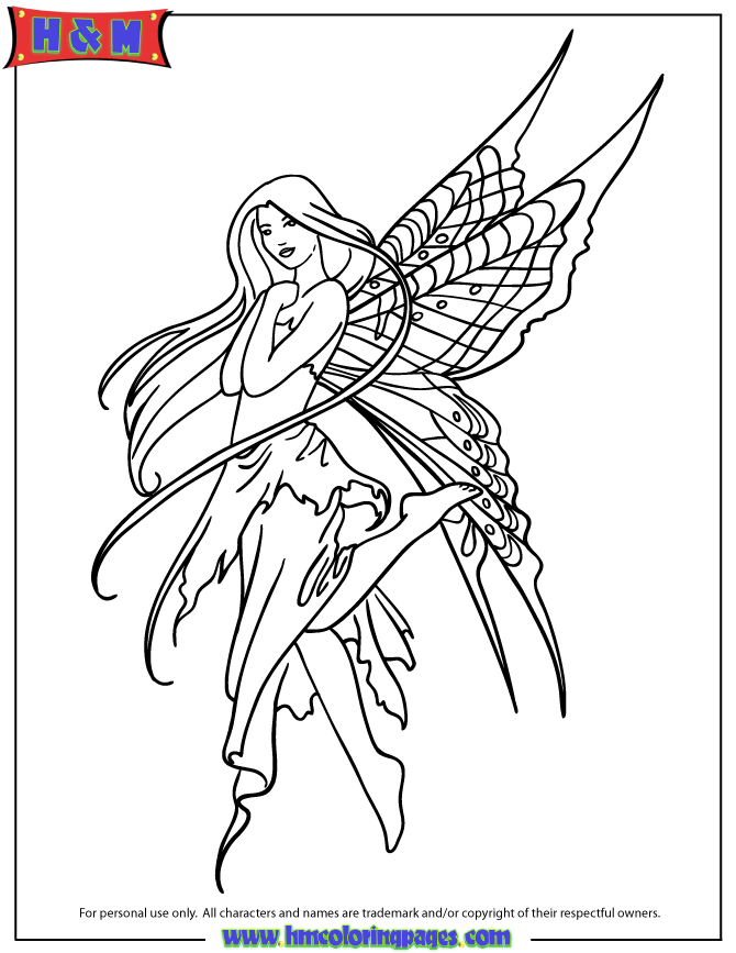 Fairy Tattoo Design Coloring Page | Free Printable Coloring Pages