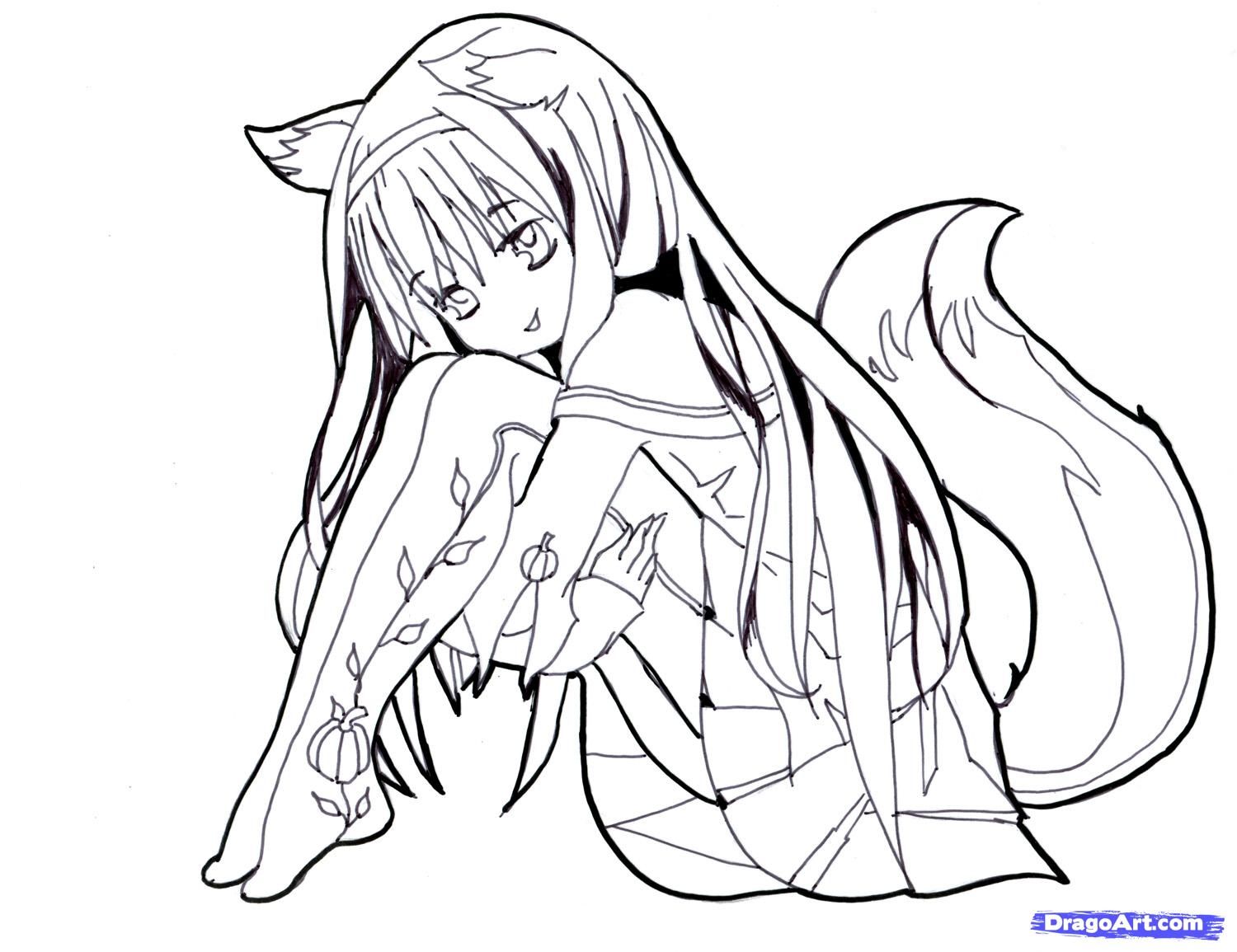 Best Photos Of Anime Fox Coloring Pages - Cute Anime Chibi Cat