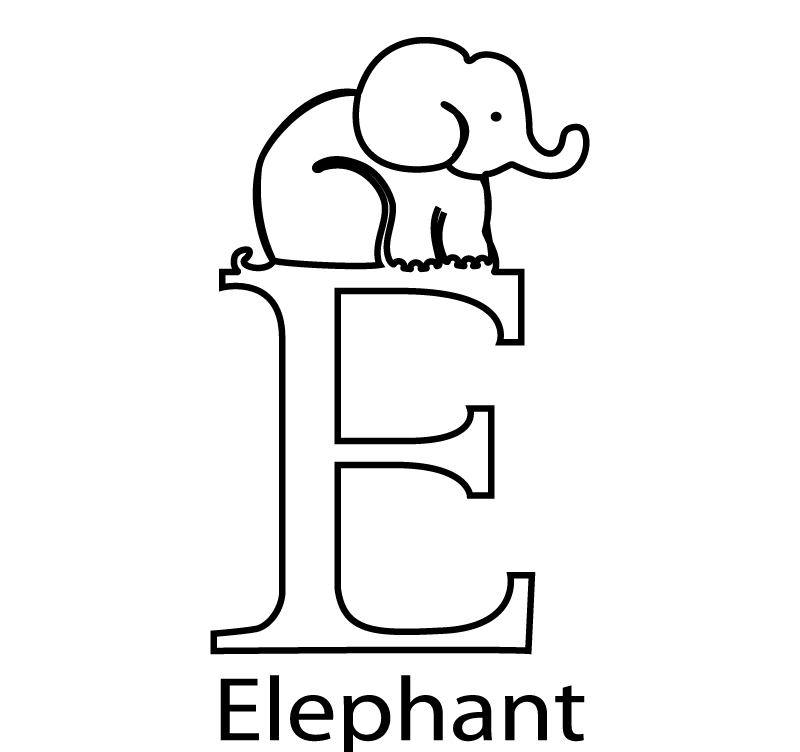 E For Elephant Alphabet Coloring Pages Free | Alphabet Coloring ...