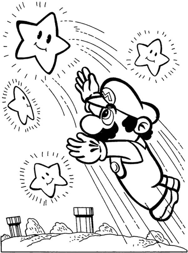 Super Mario Brothers Reach the Stars Coloring Page: Super Mario ...