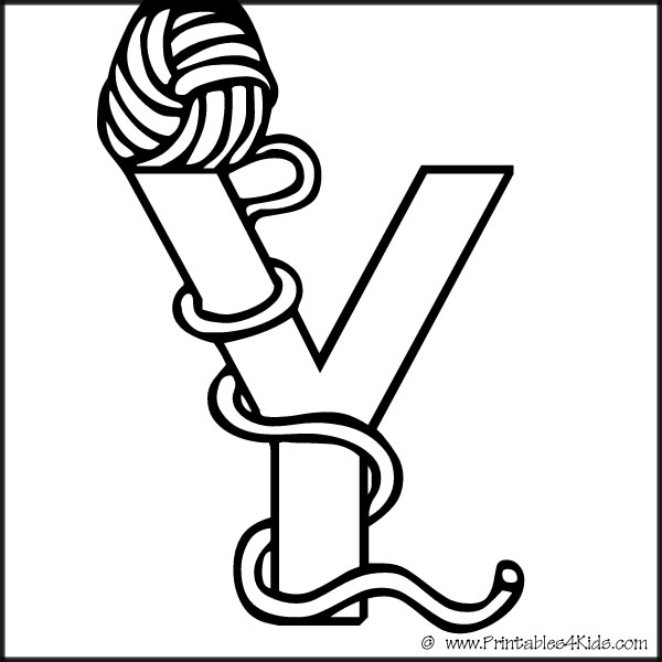 Alphabet Coloring Page Letter Y Yarn : Printables for Kids – free word  search puzzles, coloring pages, and other activities