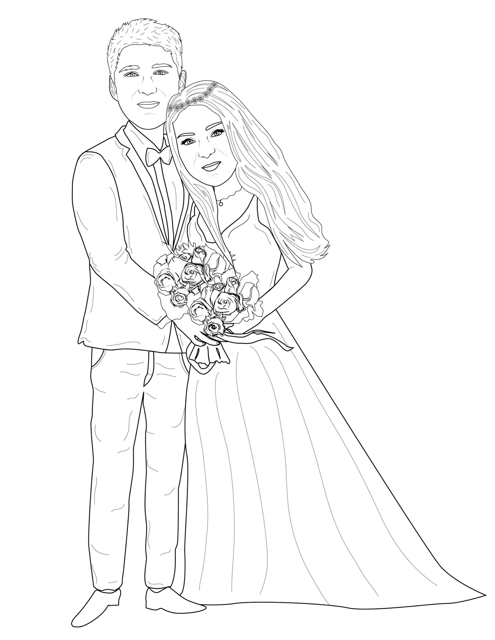 Coloring Pages : Custom Wedding Coloring Couple From Personalized ...
