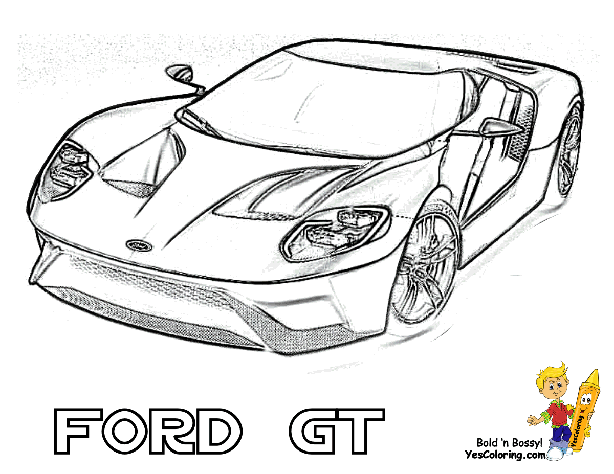 Ford Mustang GT Muscle Car Coloring Pages, 2005 ford gt - JohnyWheels