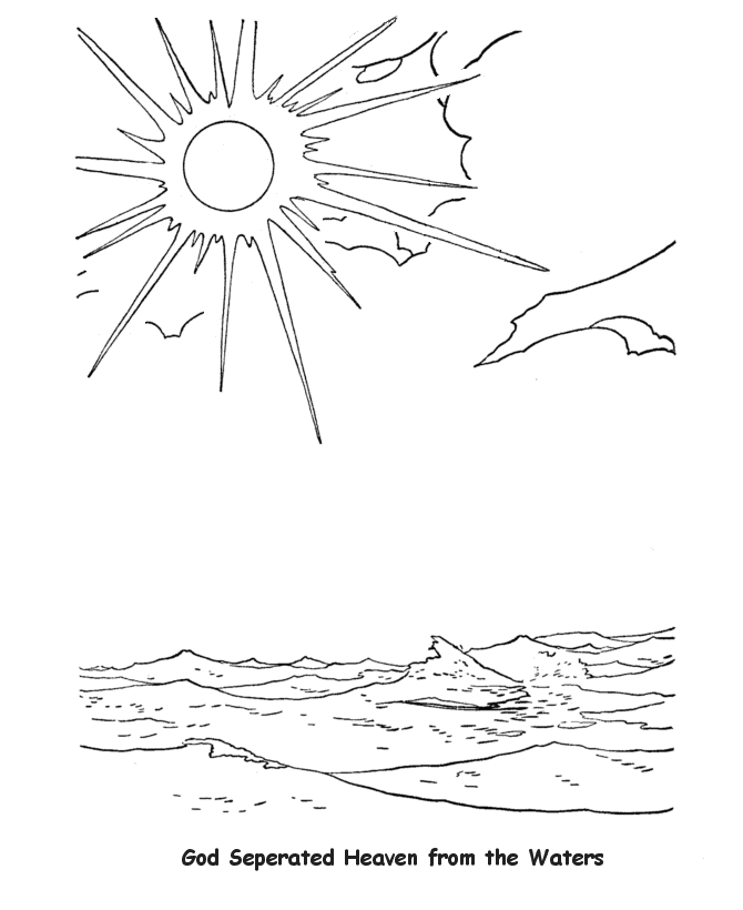 Bible Printables - Creation Coloring Pages - Bible Creation Day 2 ...