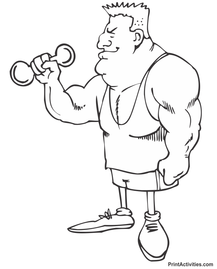 Fitness Coloring Page | Muscle Manprintactivities.com