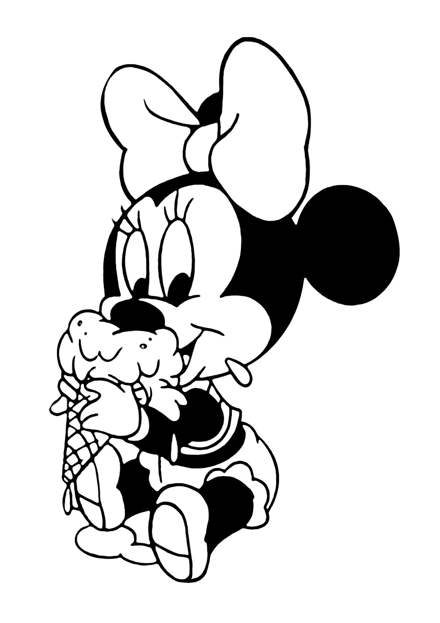 Baby Minnie Mouse Eating Ice Cream Disney Coloring Pages - Print Color Craft