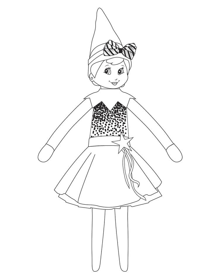 Cute Girl Elf on the Shelf Coloring Page - Free Printable Coloring Pages  for Kids