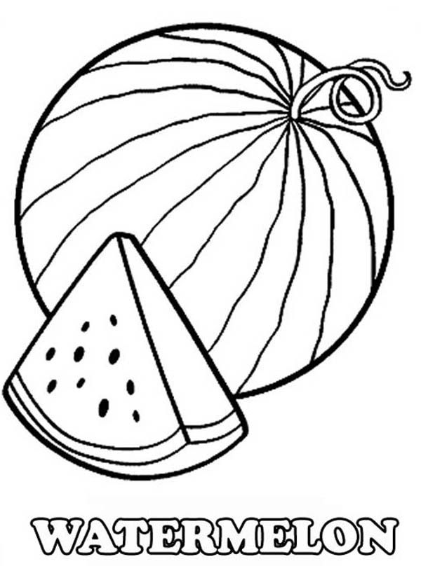 A Slice of Fresh Watermelon Coloring Page | Fruit coloring pages, Coloring  pages, Apple coloring pages