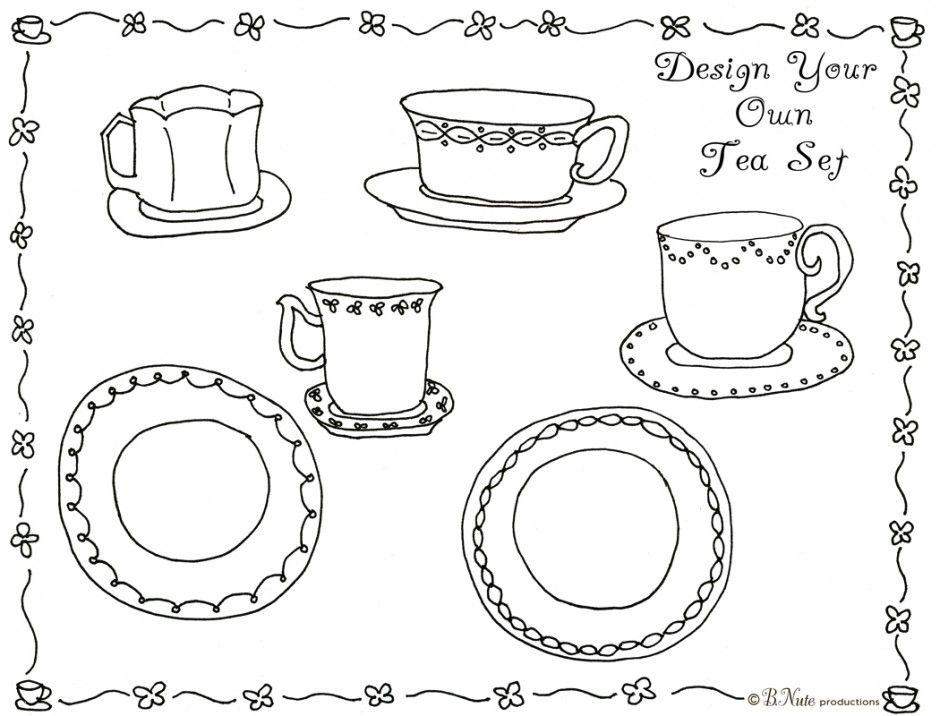 Tea Party Coloring Page - Coloring Pages for Kids and for Adults