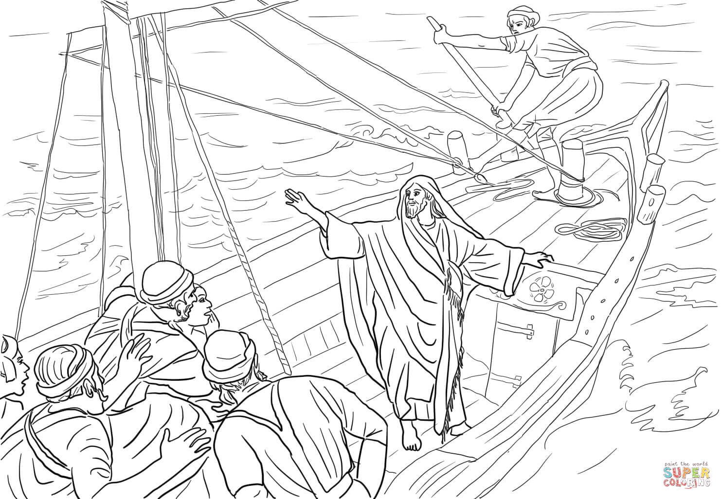 Coloring Page Jesus Calms The Storm - Coloring Home