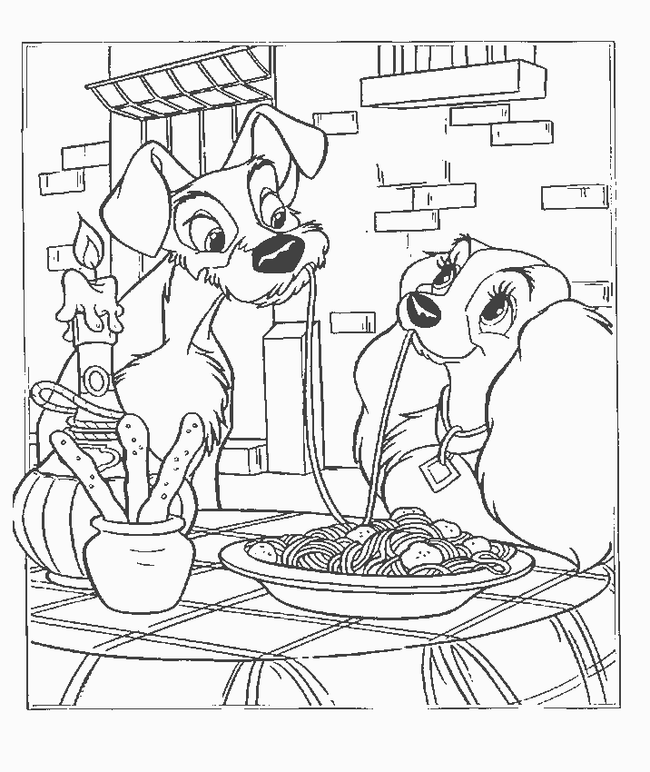 Lady And The Tramp Coloring Page - Coloring Home