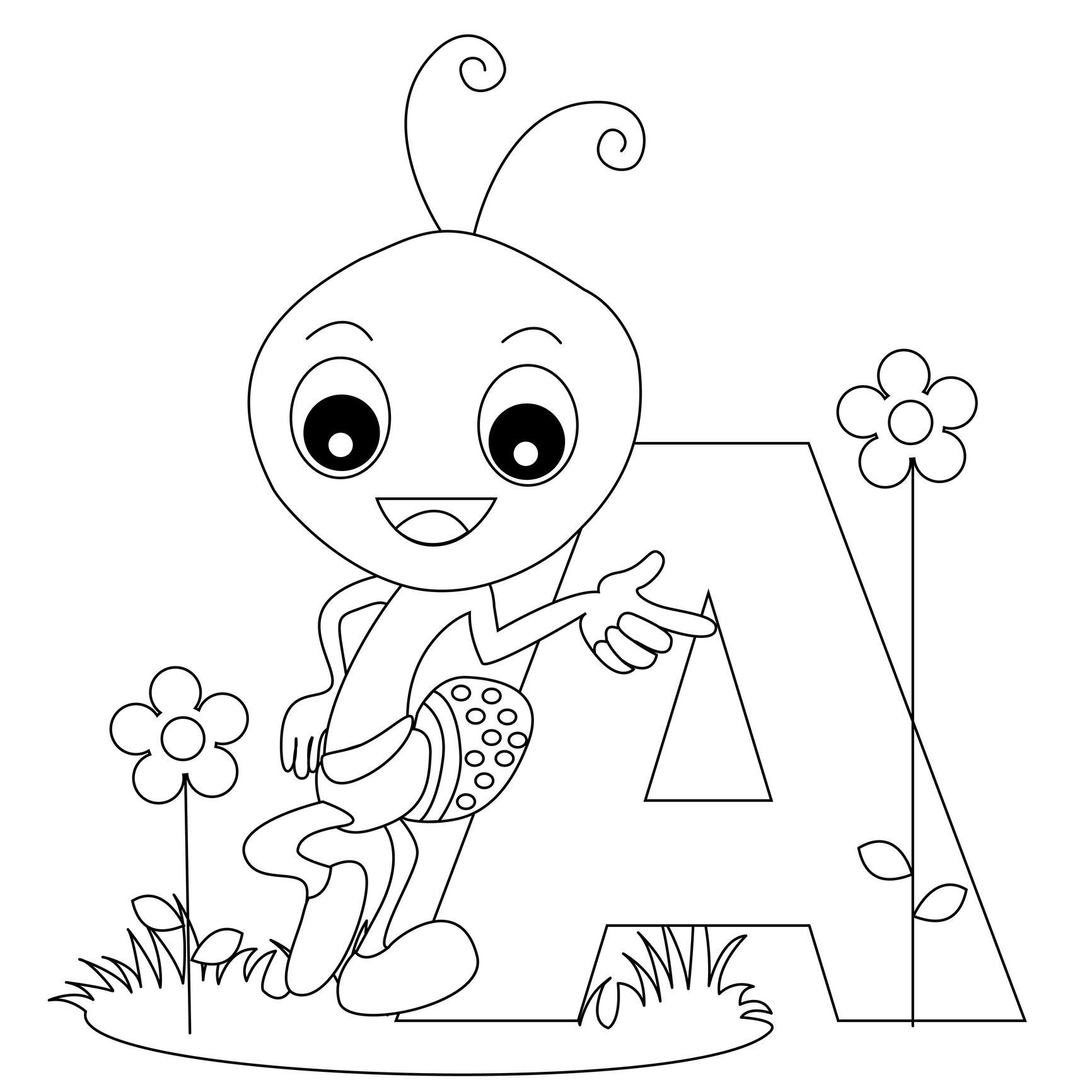 free printable abc coloring pages a is for ant - VoteForVerde.com