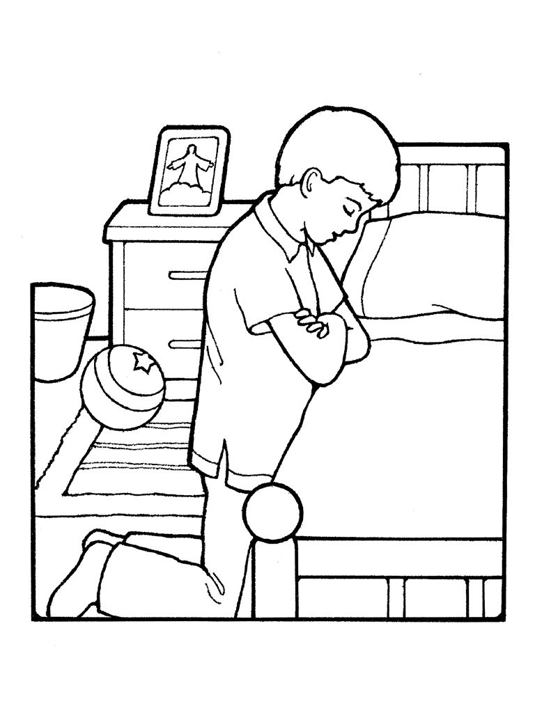 Children Praying Coloring Page - Coloring Home