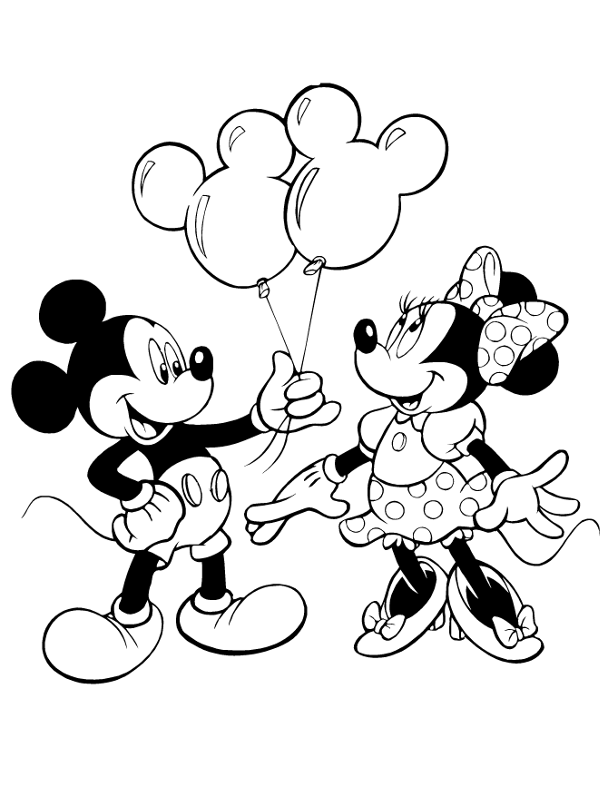 Mickey Giving Minnie Mouse Balloons Coloring Pages #1202 Mickey ...