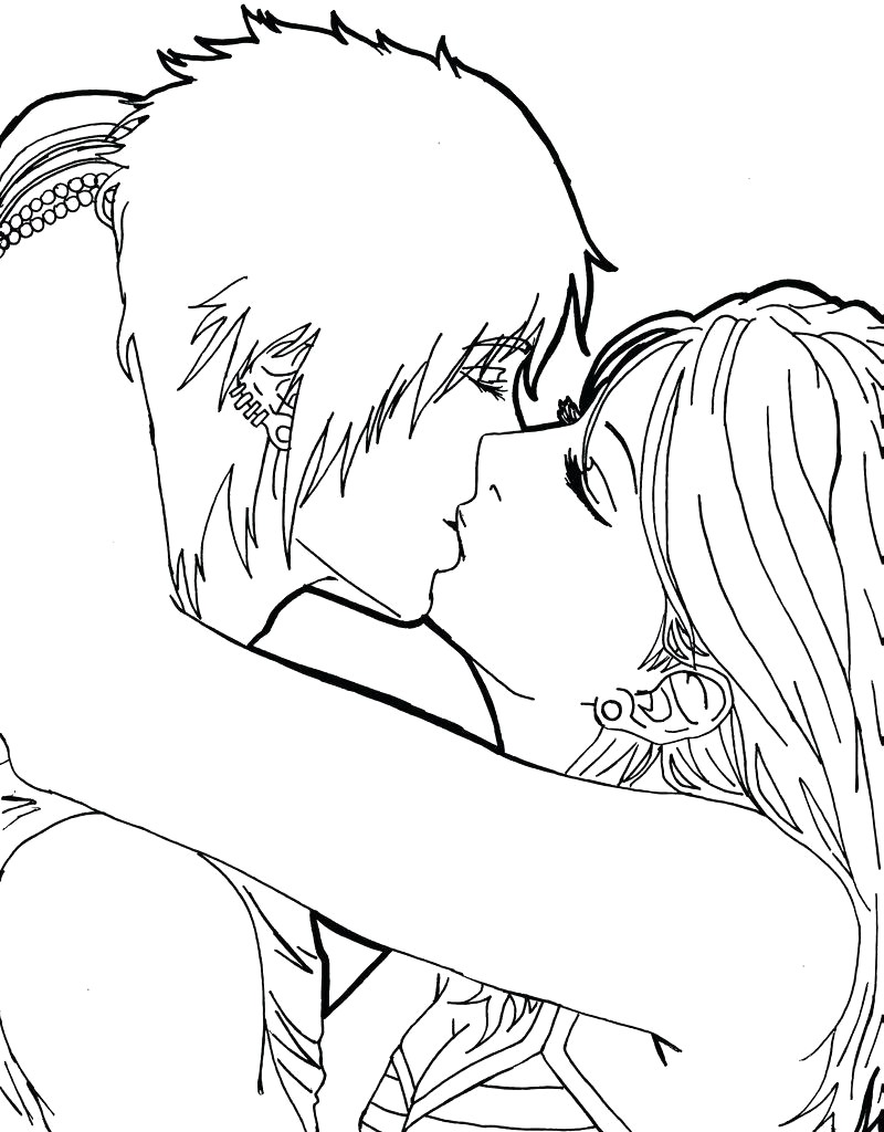 Anime Kissing Coloring Pages Colouring For Funny Last - Anime ...