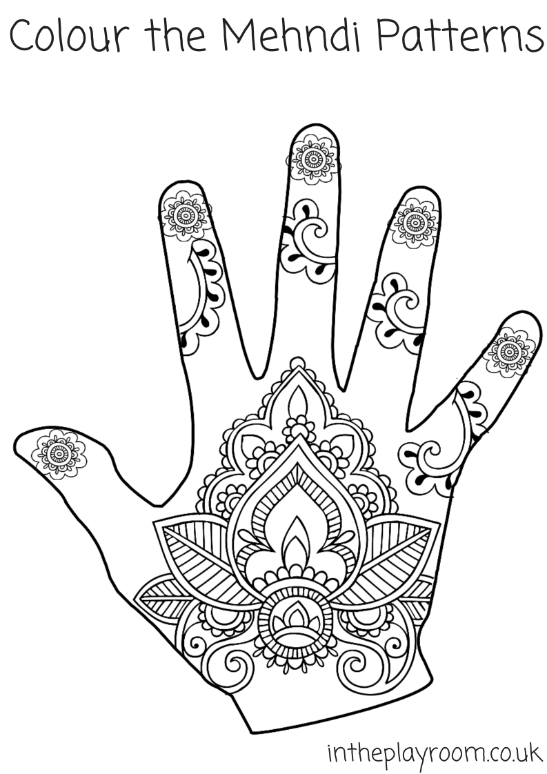 Mehndi Hand Colouring Pages - In The Playroom
