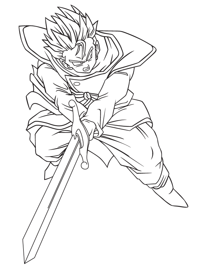 Dragon Ball Z Trunks Character Coloring Page | HM Coloring Pages