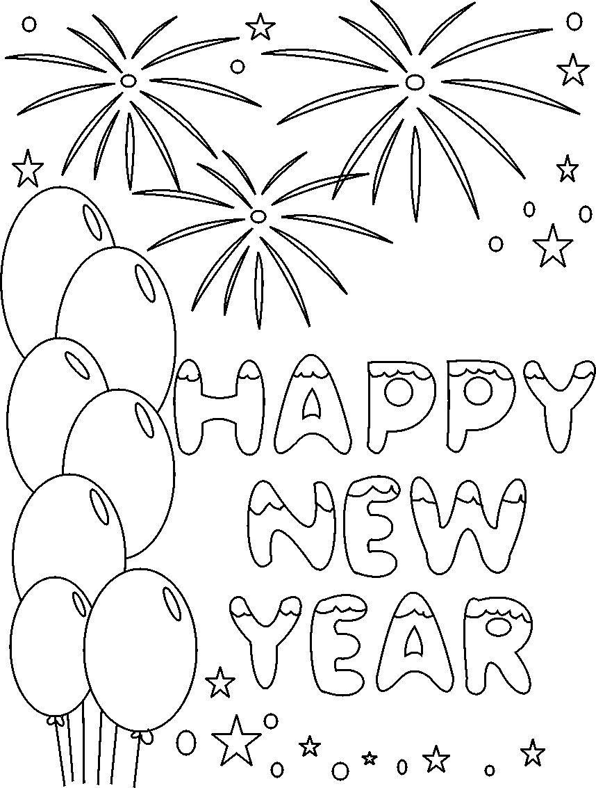 Happy new year, New Year's and Coloring