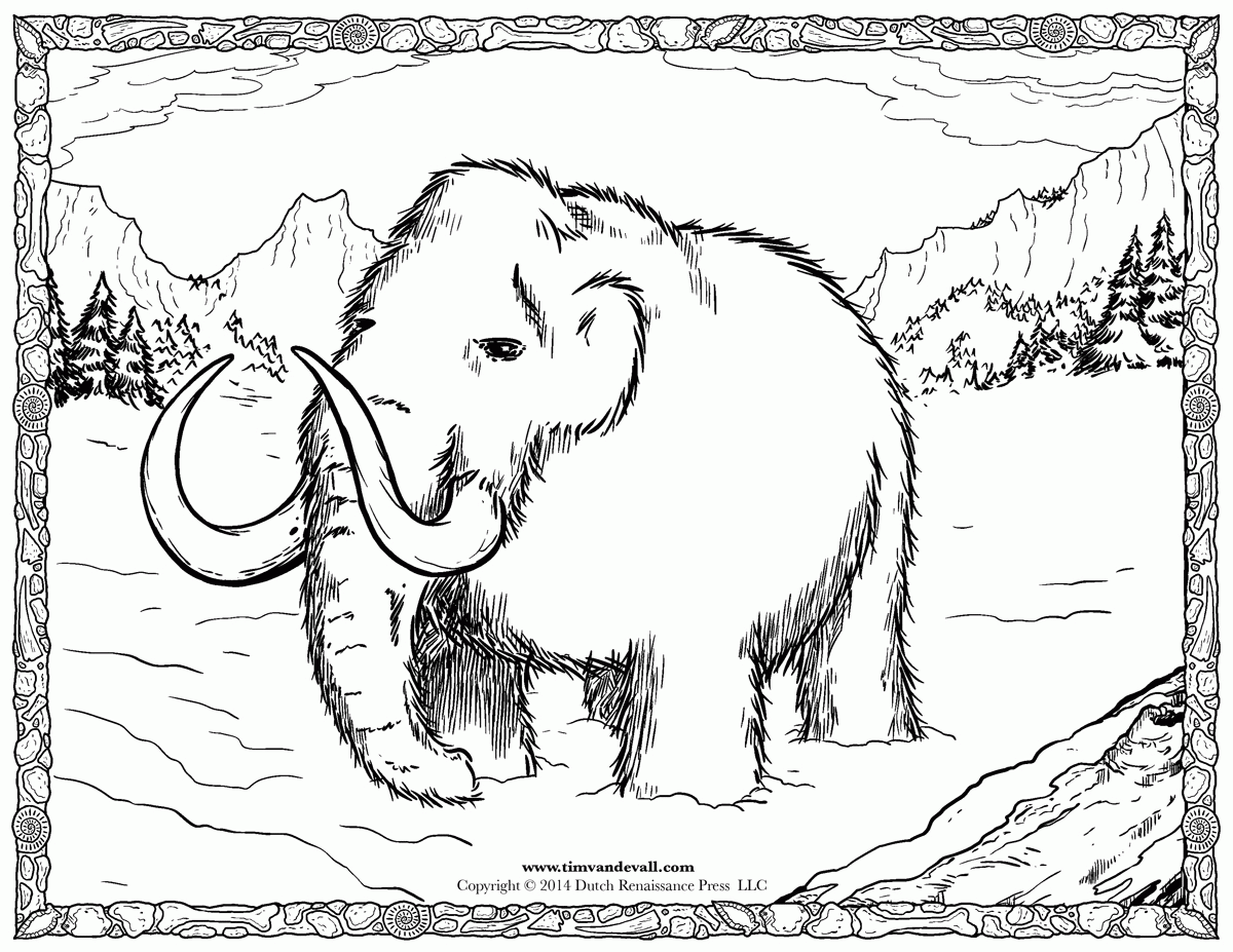 Woolly Mammoth Coloring Page – Tim's Printables