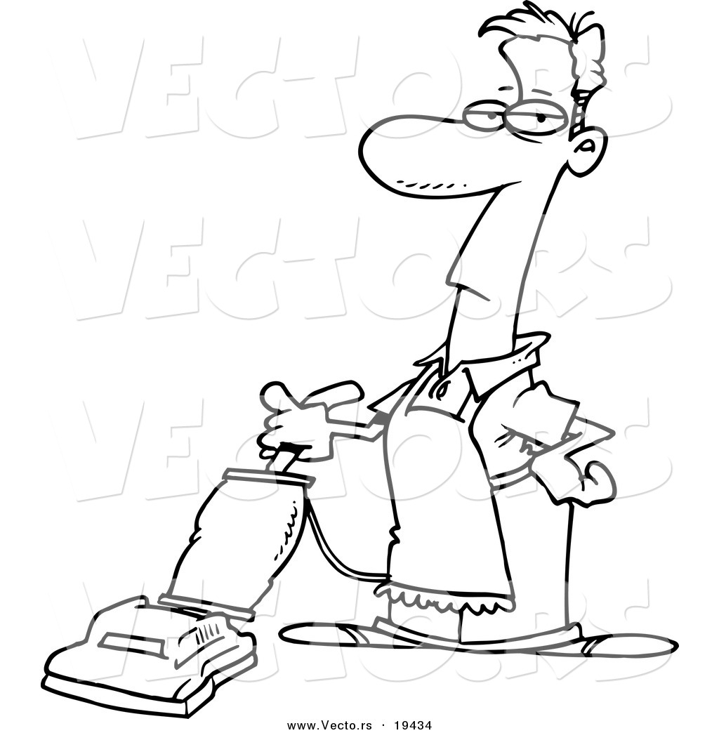 Vector of a Cartoon Man Vacuuming ...vecto.rs