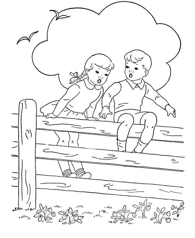 BlueBonkers: Kids Coloring Pages - Sitting on the fence - Free Printable  Kids Coloring Sheets for children