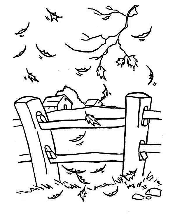 Autumn Leaf Near Yard Fence Coloring Page - Download & Print Online Coloring  Pages for Free | Color Nimbus