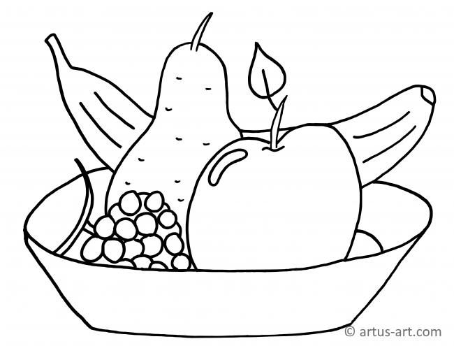Fruit Bowl Coloring Page » Printable Coloring Page » Artus Art