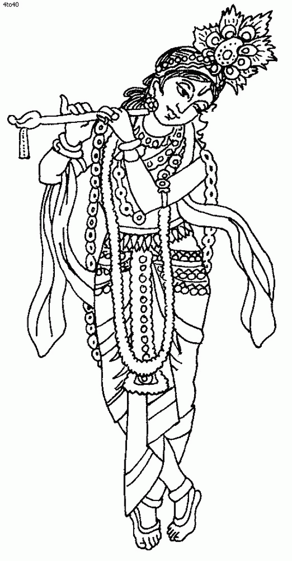 Krishna Coloring Page - Coloring Home