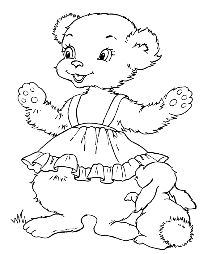 Teddy Bear Coloring Pages | Free Printable Bear and bunny Coloring 
