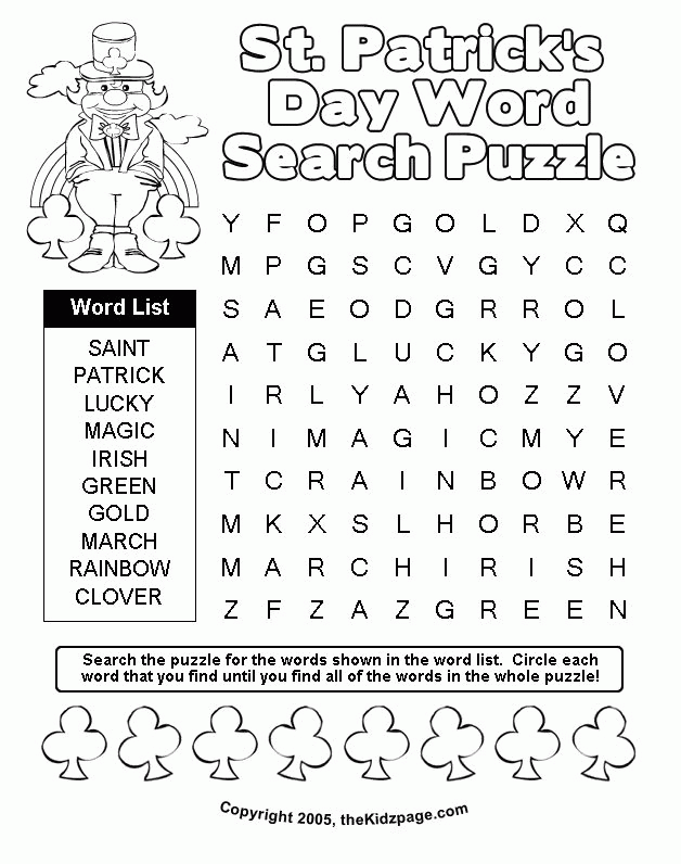 St Patricks Day Word Search Hollys Restaurant 2015 | T-Wallpapers ...