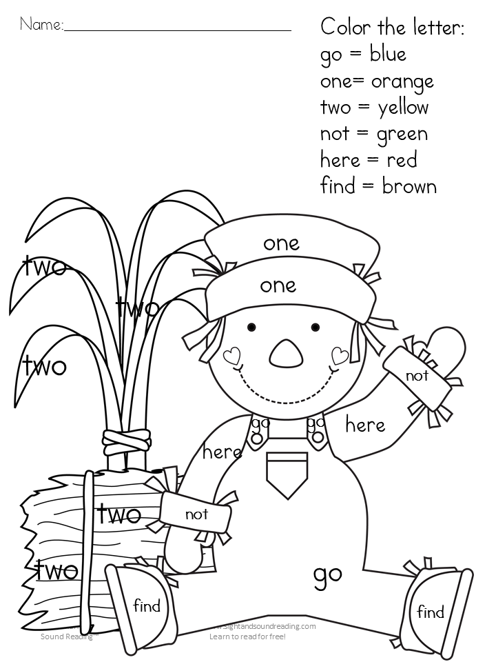 Printable Fall Coloring Pages Color Letter Sight Word
