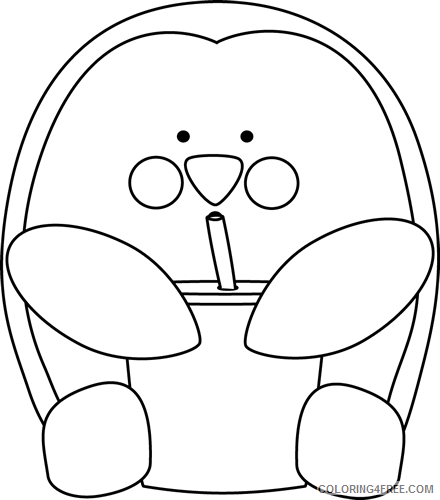 Penguin Outline Coloring Pages drink Printable Coloring4free -  Coloring4Free.com