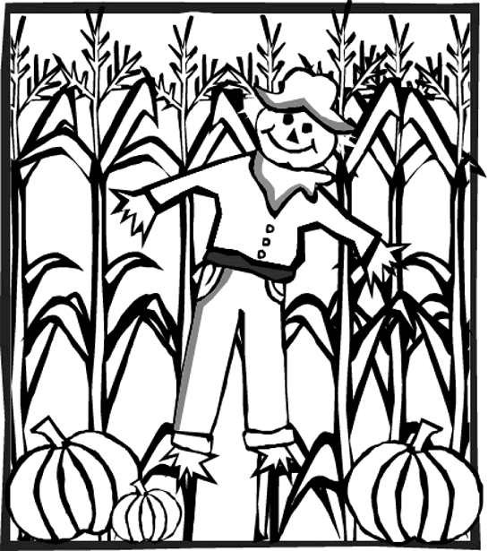 Scarecrow Coloring Page - Corn Stalk Coloring Page