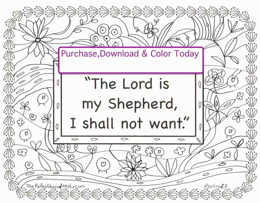 The Lord Is My Shepherd I Shall Not Want Coloring Page - High ...