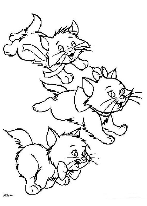 The Aristocats coloring pages - The mother cat and her kittens