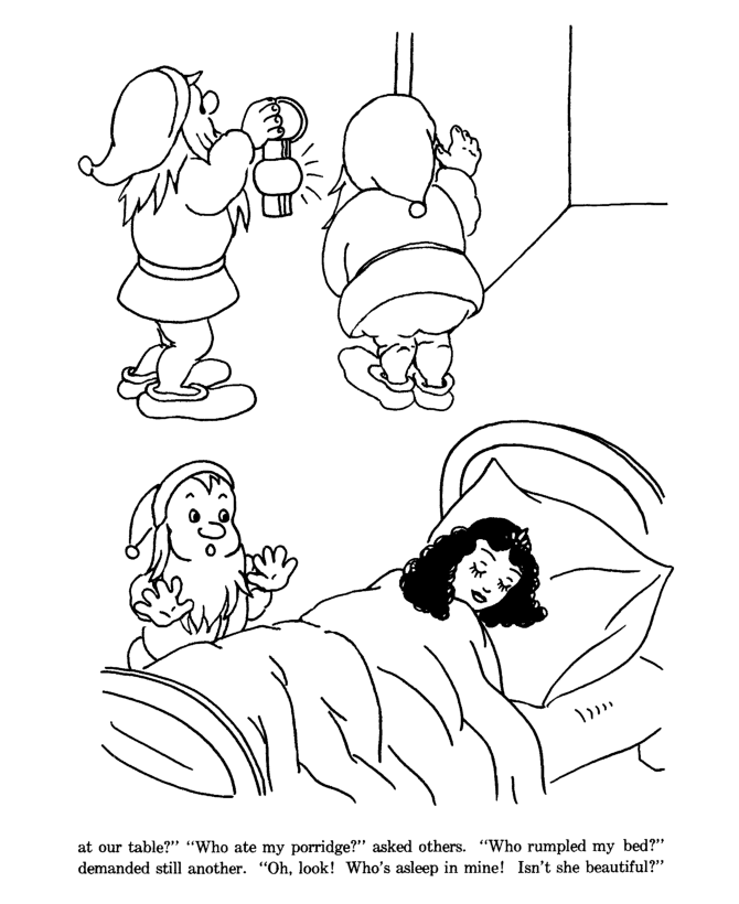 snow white and the seven dwarfs <strong>fairy</strong> tale story coloring pages