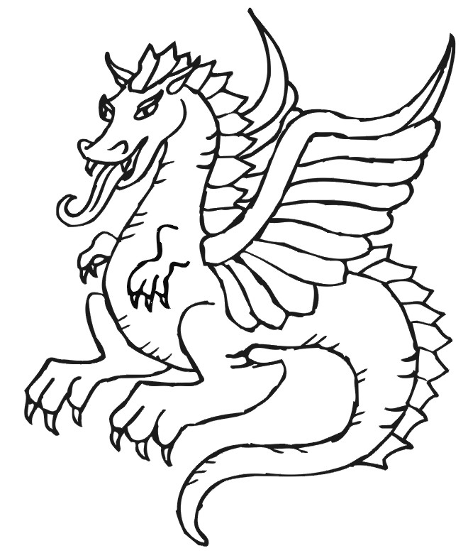 Dragon Coloring Page: flying dragon | COLORING WS