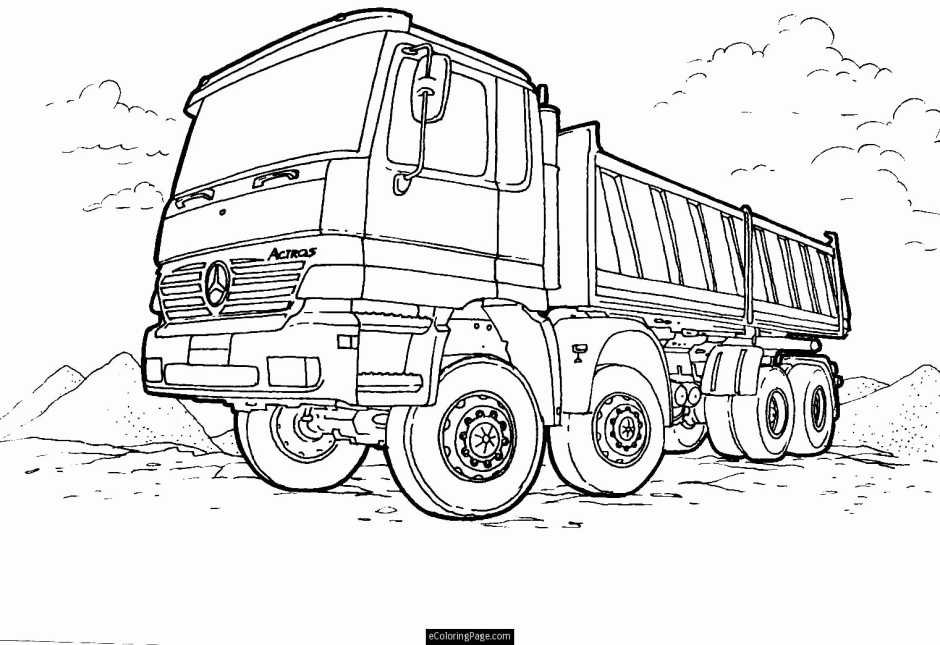 Fire Truck Coloring Sheets Home Page Mercedes Semi Mewarnai