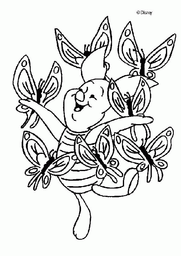 Winnie The Pooh coloring pages - Piglet with a butterfly