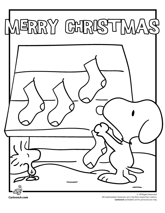 Snoopy and Woodstock Christmas Coloring Page | Cartoon Jr.