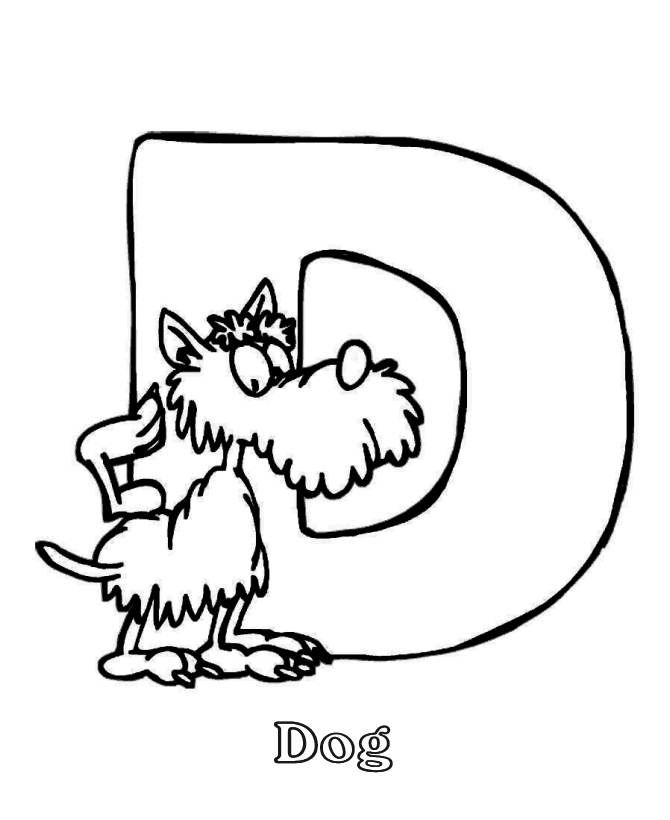 ABC Coloring Sheets - Cartoon Animal Alphabet Activity Sheets - Cute Animal  Letter D - Dog | HonkingDonkey
