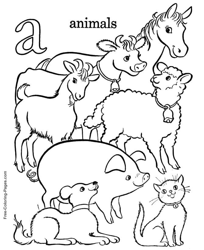 Alphabet Coloring Book Pages - A Is For Animals - Coloring Home