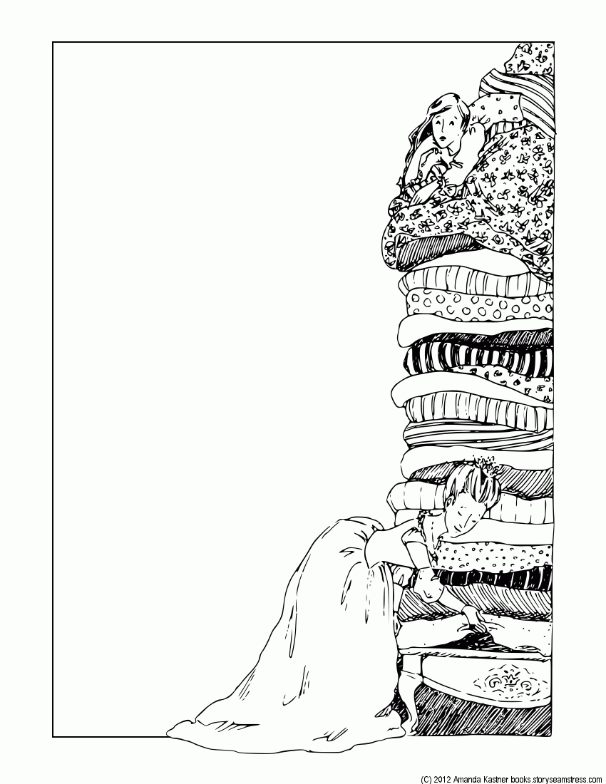 Princess and the pea to color for kids