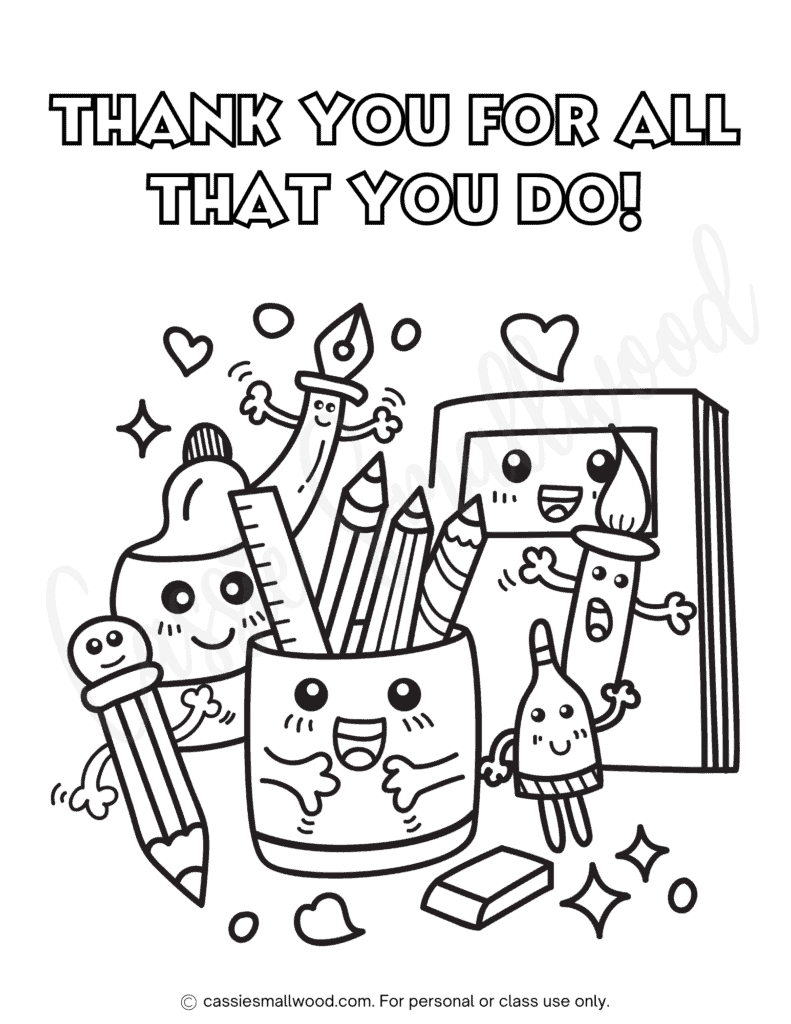 22 Cute Teacher Appreciation Coloring Pages (And Cards!) - Cassie Smallwood