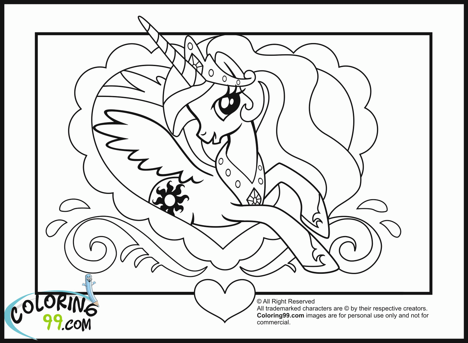 Princess Unicorn Coloring Pages   Coloring Home