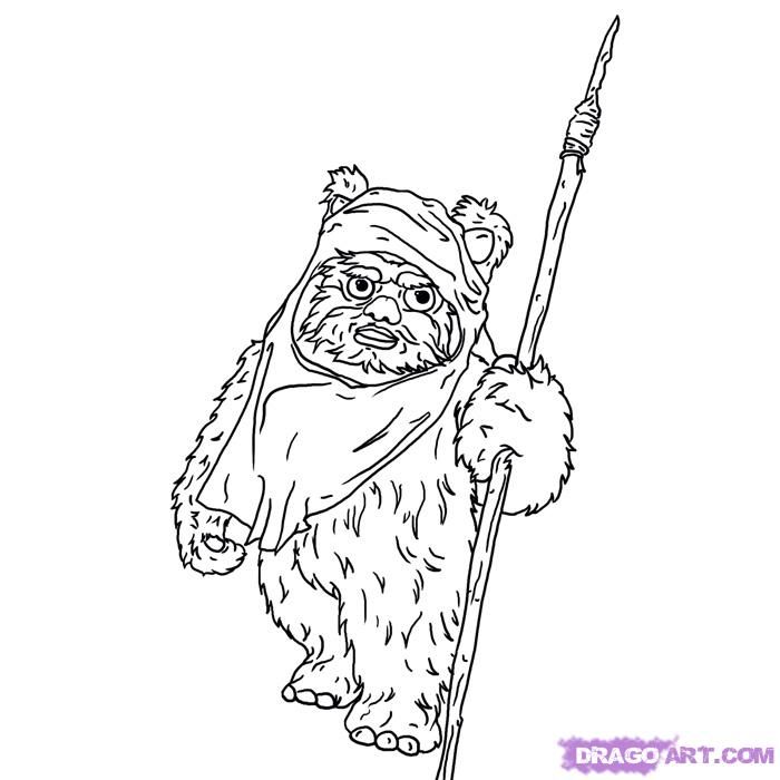 How to Draw an Ewok, Step by Step, Star Wars Characters, Draw Star ...