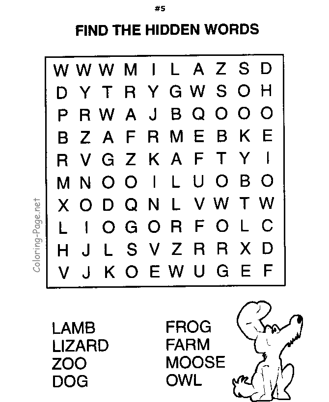 Word search puzzles - More animals