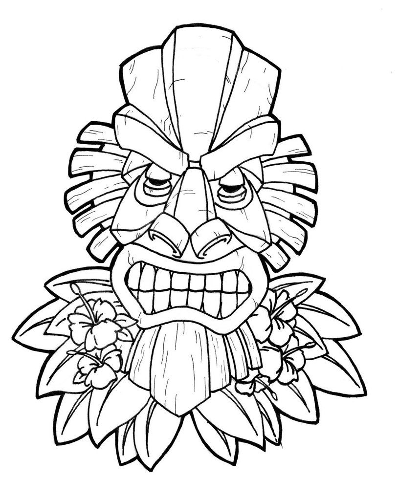 Tiki Coloring Page - Coloring Pages for Kids and for Adults